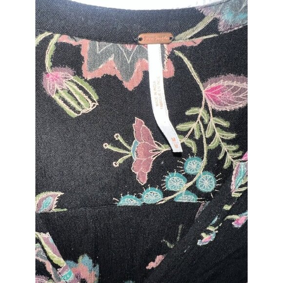 Free People Tunic Top Medium Floral Flowy Dress Boho Vivid Colors Rayon R - Picture 5 of 11